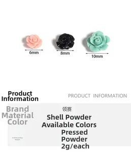 Size specifications for 6mm 8mm and 10mm pink camellia beads made of shell powder
