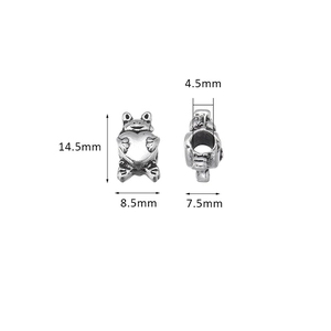 Charm grenouille cœur vintage argenté avec trou de 4,5 mm pour bracelet DIY et bijoux
