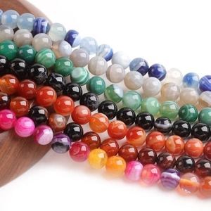 Perles rondes en agate à rayures arc-en-ciel pour la création de bijoux artisanaux