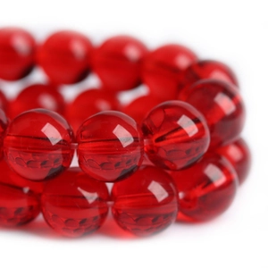 Levendige rode transparante glazen kralen met glad gepolijste afwerking voor DIY-sieraden