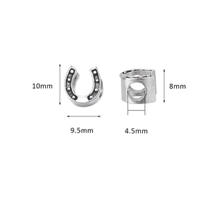 Perle fer à cheval en argent antique avec texture à pois et trou 4,5 mm pour bijoux DIY