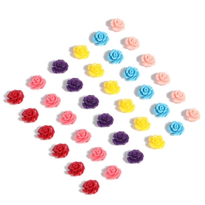 Colorful resin camellia flower beads set for DIY jewelry making and craft decoration