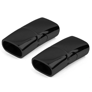 Detail showing polished black stainless steel magnetic clasp for jewelry making