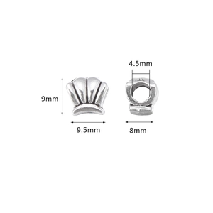 Perle de coquillage vintage en alliage argenté pour bracelets DIY avec dimensions