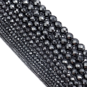 Fili di perle di ematite sfaccettate in varie dimensioni per la creazione di gioielli