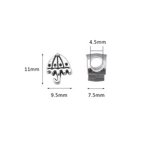 Pendentif parapluie vintage en alliage argenté et perle pour création de bijoux DIY