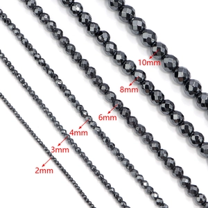 Set di perle in ematite sfaccettata da 2mm a 10mm per la creazione di gioielli DIY