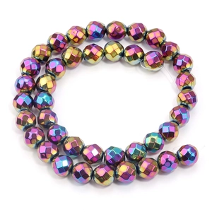 Perle di ematite iridescente sfaccettate con finitura metallica arcobaleno per gioielli