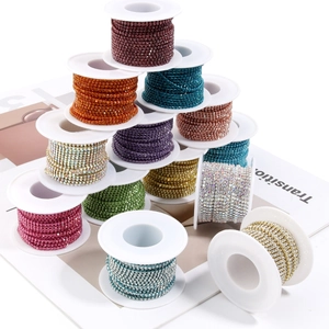 Colorful rhinestone claw chain rolls for DIY jewelry making and garment accessories