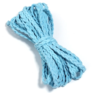 Light blue 3-strand braided faux suede cord for DIY jewelry and bracelet making