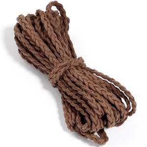 6mm dark brown braided faux suede cord in 3-strand weave for DIY jewelry making