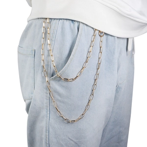 Double-layered gold aluminum square chain for clothing and streetwear decoration