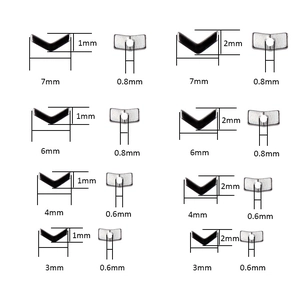 V-shaped hematite beads for DIY jewelry with detailed size measurements and hole specifications