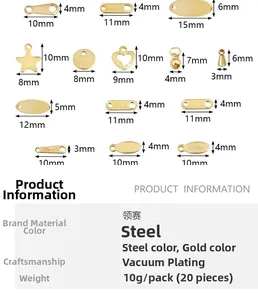 Detailed size specifications for heart and star stainless steel jewelry charms and pendants