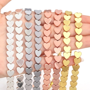 Polished heart-shaped hematite beads in gold, silver, rose gold and black for DIY jewelry