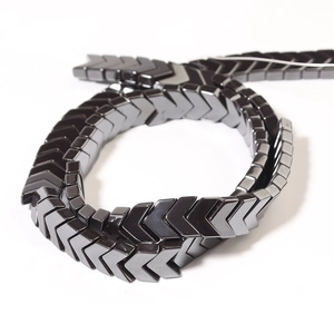 V-shaped hematite beads in gunmetal grey finish for DIY jewelry making accessories