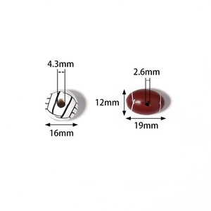 Volleyball and rugby wooden beads set with realistic textures for DIY jewelry crafts