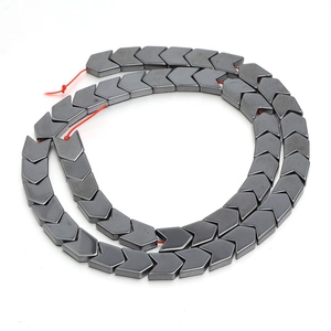 Deep gray V-shaped hematite beads with metallic luster for DIY jewelry making