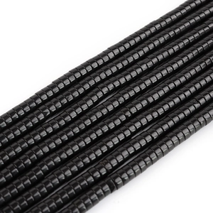 Perline distanziatrici rondelle 4x2mm in pietra nera lucida per creazione gioielli fai da te