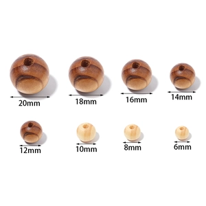 Various sizes of striped pine wood beads with natural grain from 6mm to 20mm diameter