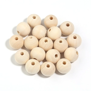Natural large-hole wooden beads for DIY handmade jewelry crafts on a white background