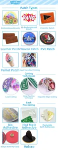 Detailed chart showing glitter star patches with various backing and embroidery techniques