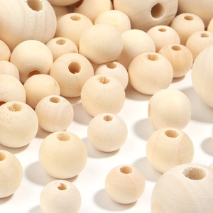 Natural round lotus wood beads with holes in various sizes for DIY craft jewelry making