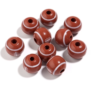Brown wooden rugby ball pattern beads for DIY bracelets and jewelry making