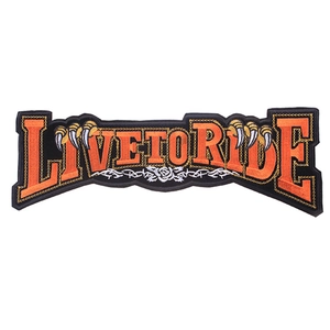 Orangefarbener Live To Ride Motorrad-Patch mit Adlerkrallen-Motiv für Biker-Jacken