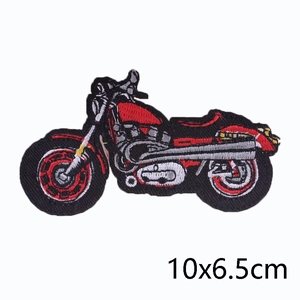 Classic red and black embroidered motorcycle patch in 10x6.5cm size for DIY apparel