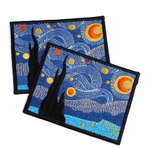Van Gogh Starry Night embroidered patches for DIY clothing with detailed stitching