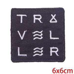 Black square Viking embroidery patch with TRX and V≈L text, size 6x6cm for DIY apparel