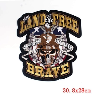 Tactical skull and American flag embroidered patch for jackets with soldier slogan