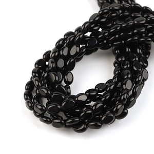 Polierte flache ovale schwarze Achatperlen für DIY-Schmuck und Armbandherstellung