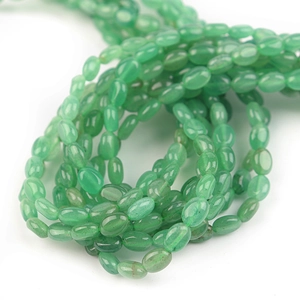 Polished green aventurine oval stone beads for DIY handmade jewelry crafting