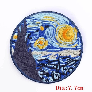 7.7cm Van Gogh Starry Night embroidered iron-on patch for DIY clothing decoration