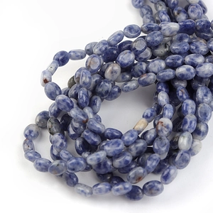 Polierte ovale Sodalith-Perlen in Blau mit natürlicher Maserung für DIY-Schmuck