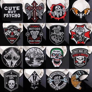 Punk Gothic Embroidery Patches Iron On Sew On Patches For Clothing DIY Repair Applique Skull Eagle Scenery Decorative Patches