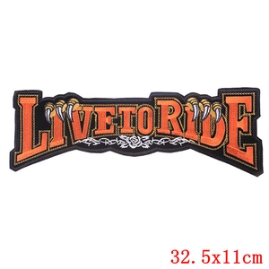Orange Live to Ride Motorrad Stickerei Aufnäher mit Adlerkrallen für Jacken