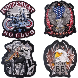 Écusson Brodé Punk Rock Grand Pour Vestes En Jean American Vintage Biker Squelette Aigle Moto Route 66 Bouclier Brodé Décoration Écusson