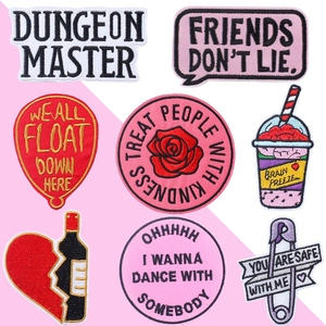 Cartoon Embroidered Patch Heart Rose Slogan Skeleton Iron On Applique For Clothing Backpack DIY Decorative Repair Patch