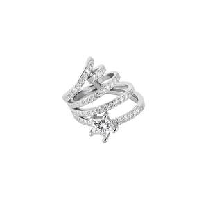 Elegante ear cuff a spirale con stella in argento e zirconi brillanti per orecchi senza buco
