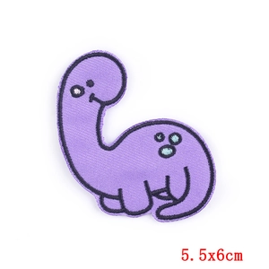 Toppa ricamata dinosauro viola a collo lungo 5,5x6cm per decorazioni vestiti fai da te