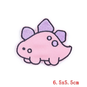 Toppa ricamata a forma di dinosauro rosa e viola per vestiti fai da te, 6,5x5,5cm