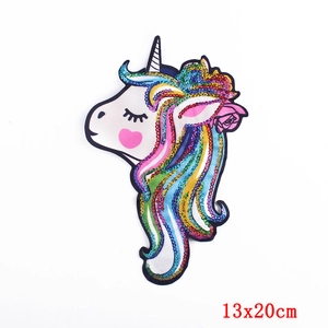 Écusson licorne à paillettes arc-en-ciel 13x20cm pour accessoires de vêtements DIY