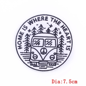 Embroidered van camping patch Home is where the heart is circular DIY patch 7.5cm
