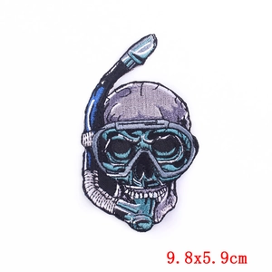 Scuba diver skull embroidered punk gorilla patch measuring 9.8x5.9cm for DIY clothing