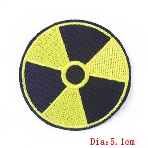 Round 5.1cm radioactive warning sign embroidered iron-on patch for DIY clothing