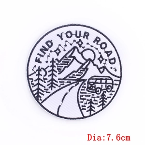 Embroidered mountain van patch Find Your Road 7.6cm circular adventure badge for clothing