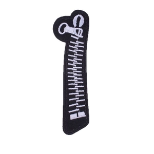 Creative black and white zipper shape embroidered patch for DIY clothing accessories